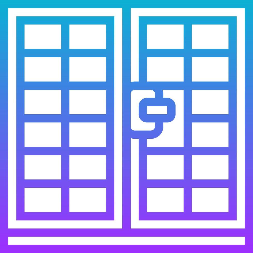 A purple and blue icon of a door with a key vector