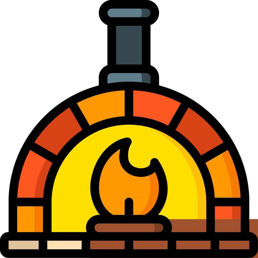 A pizza oven icon with a fire inside vector