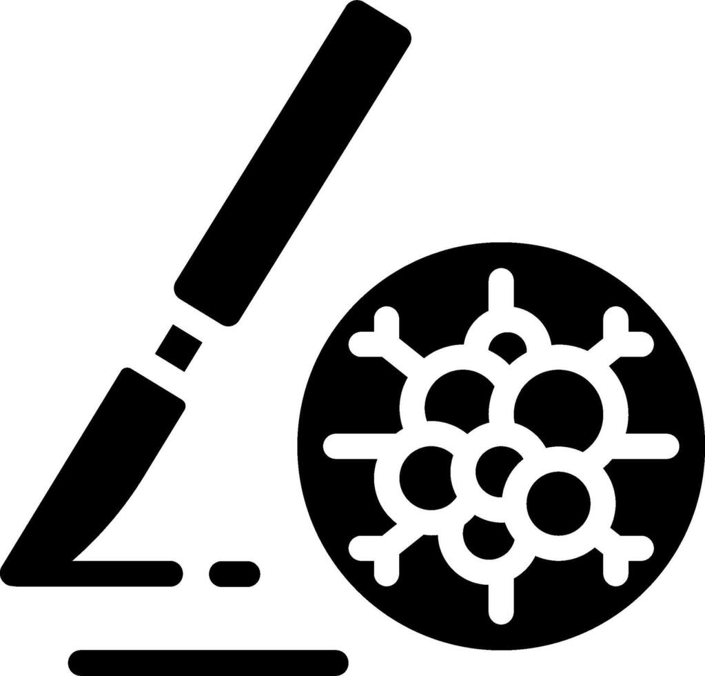A black and white icon of a pen and a microscope vector