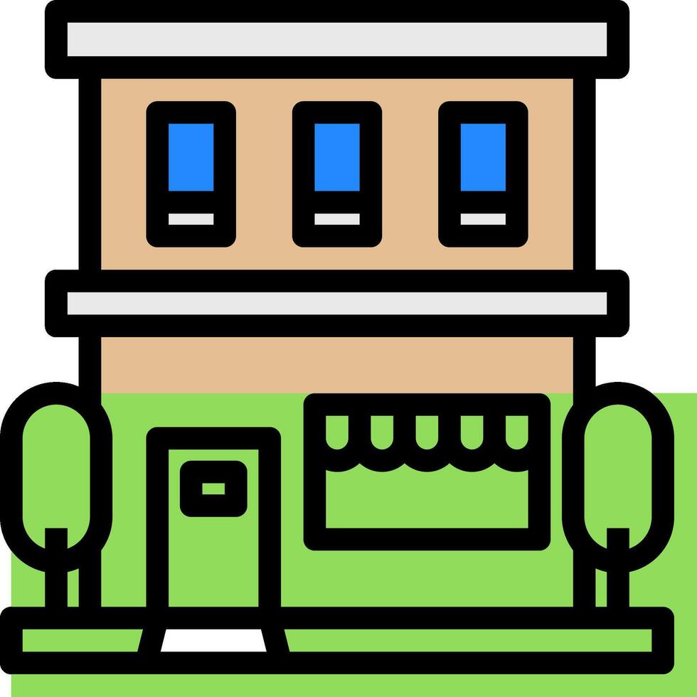 A small building with a tree and a tree vector