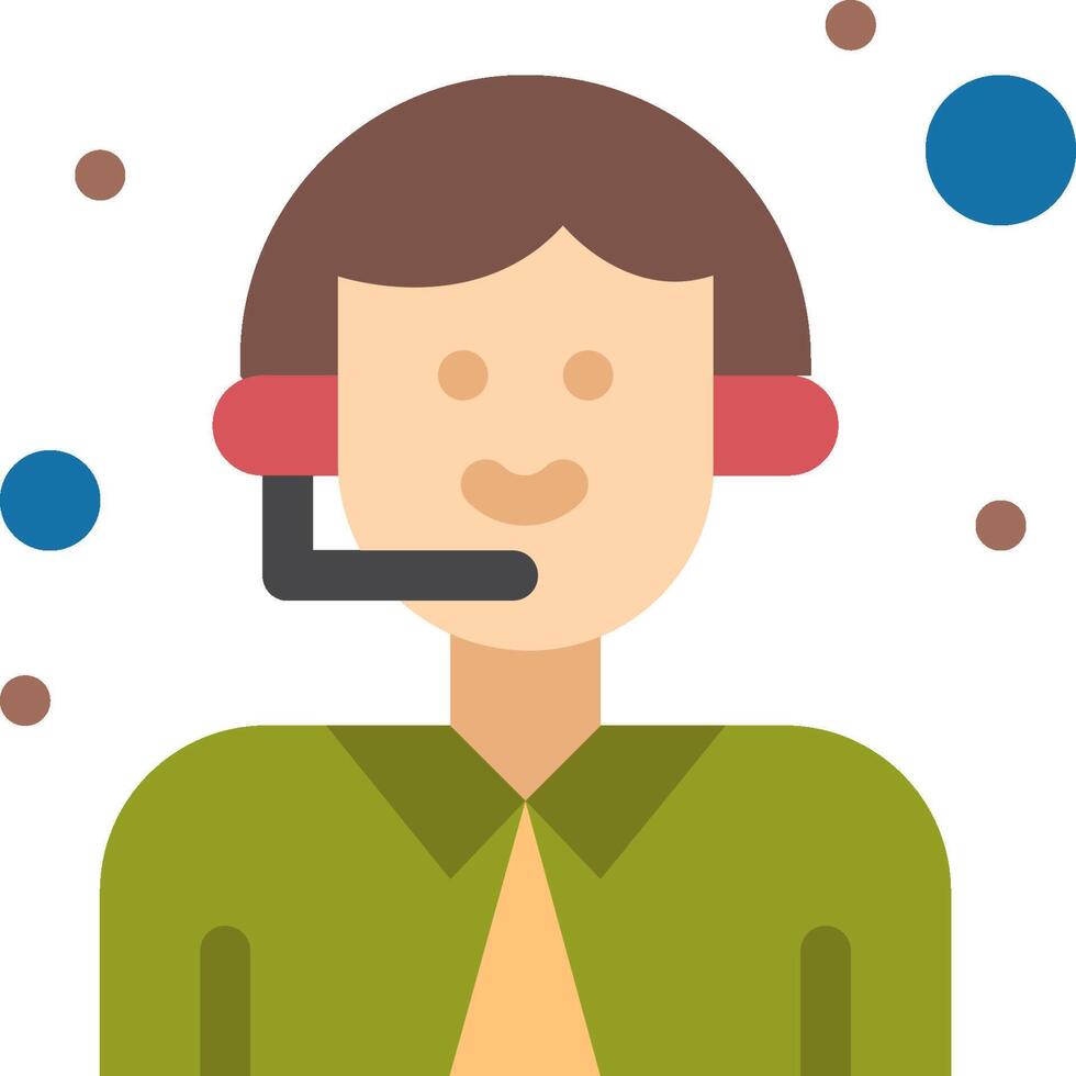 A man wearing a headset with a phone on his head vector