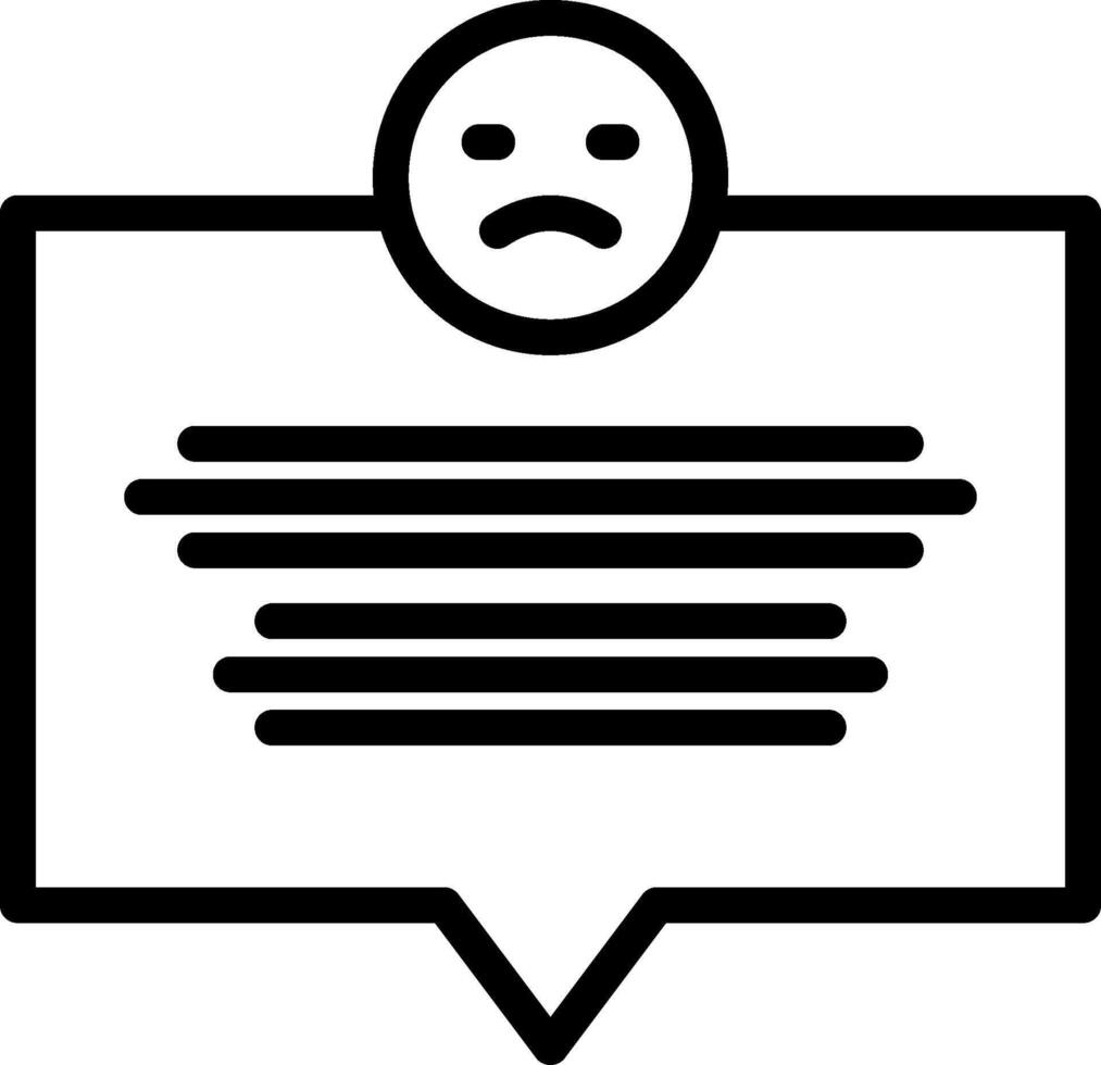 A black and white icon of a sad face vector