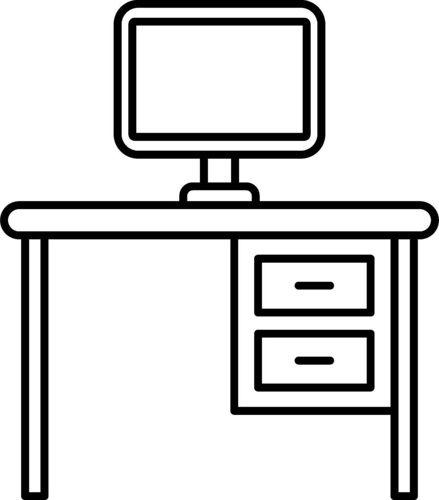 Computer desk icon vector
