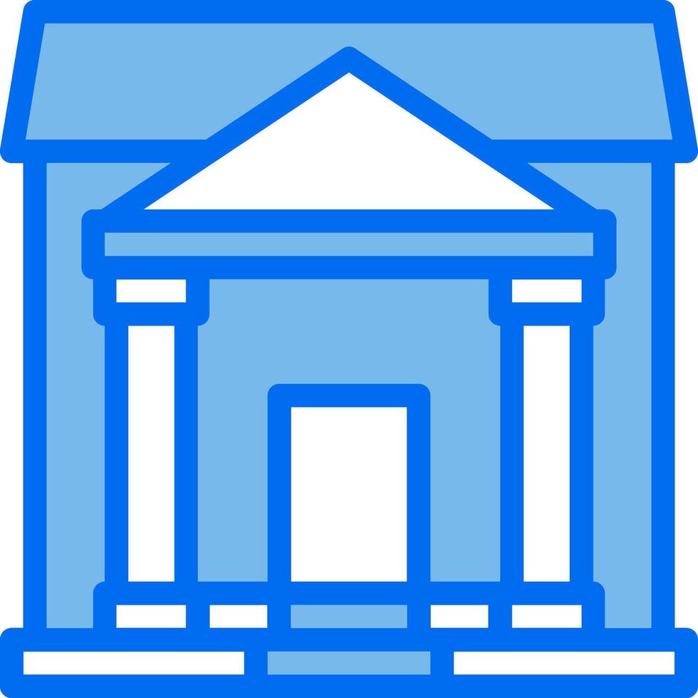 A blue building with columns and pillars vector