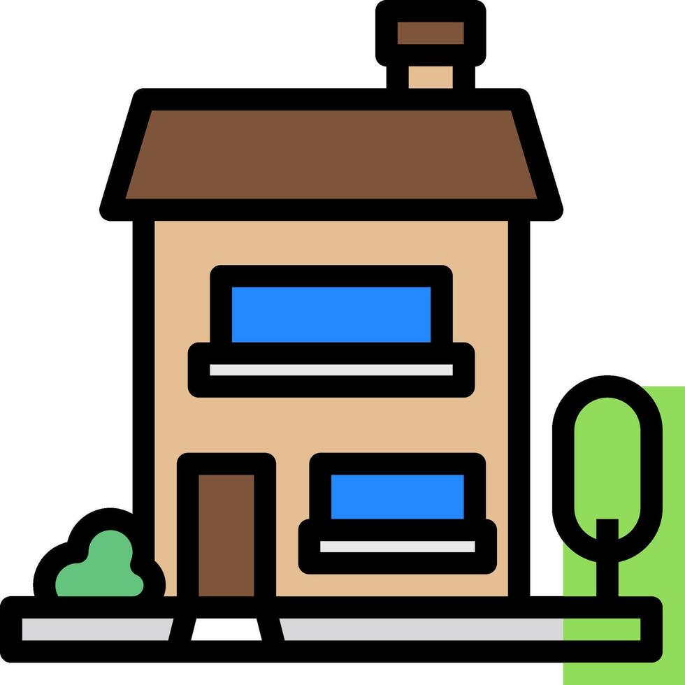 House icon with a tree and a house vector