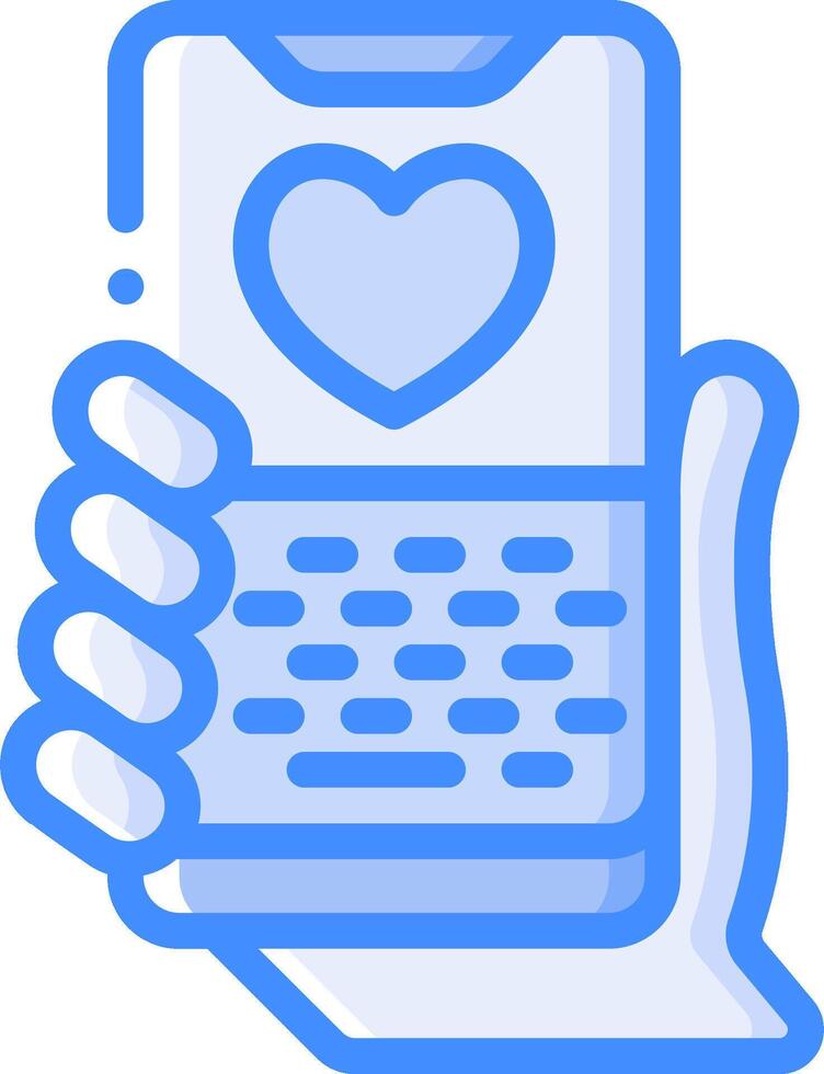 A hand holding a smartphone with a heart on it vector