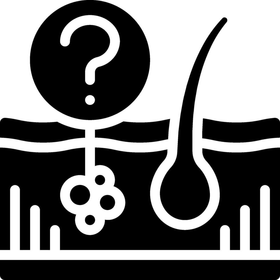 A black and white icon of a skin cell with question mark vector