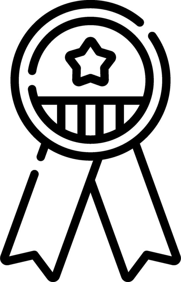 A black and white icon of a ribbon with a star vector