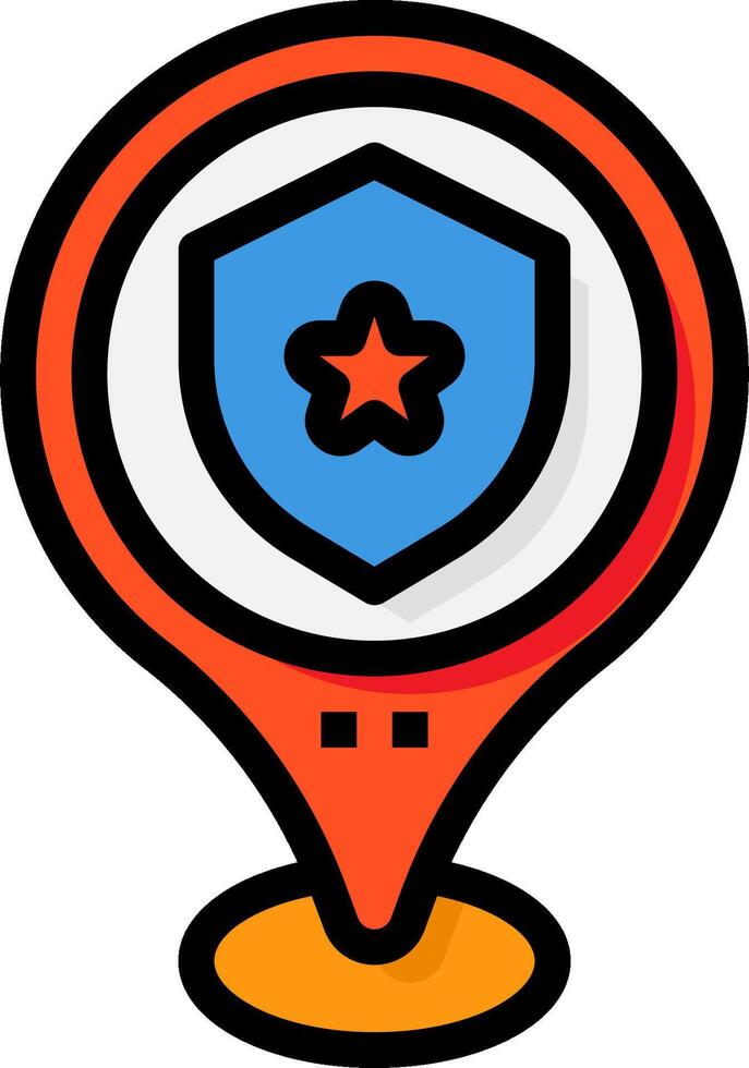 A map pin with a shield on it vector