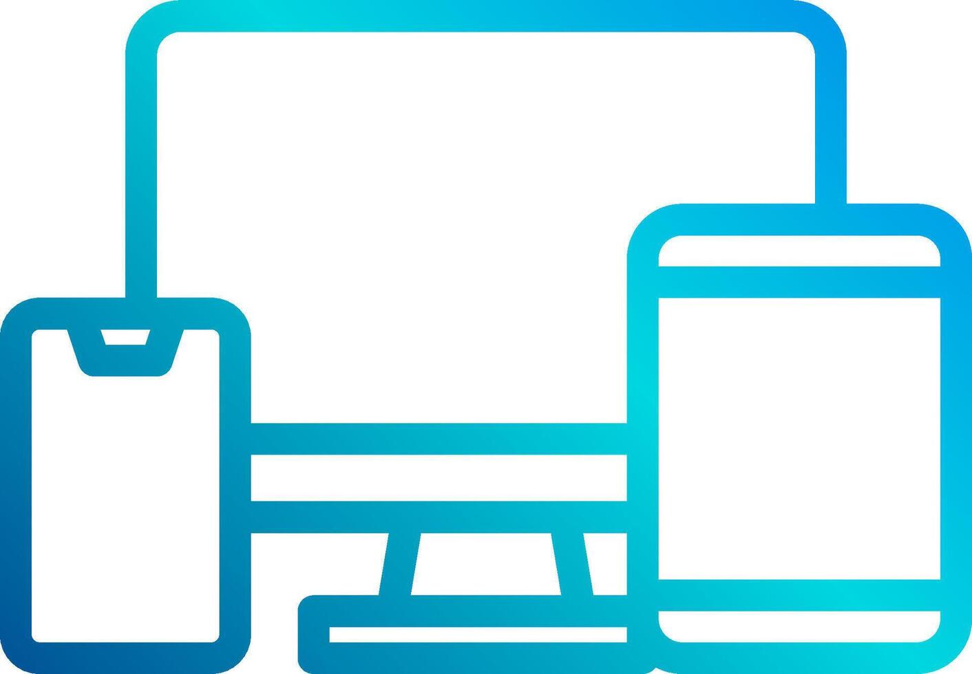 A computer, phone and tablet are shown together vector
