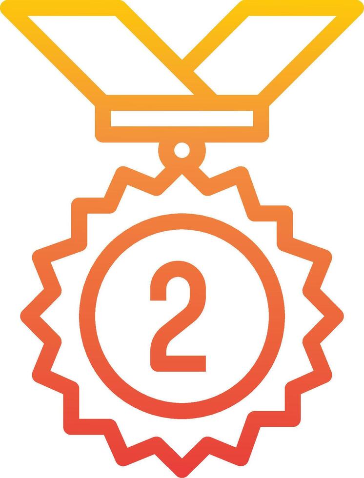 The number two is on a medal with a ribbon vector