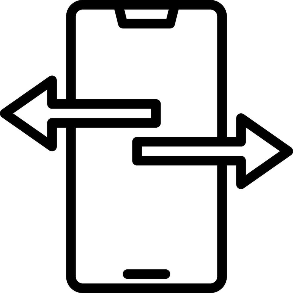 A phone with two arrows pointing to it vector
