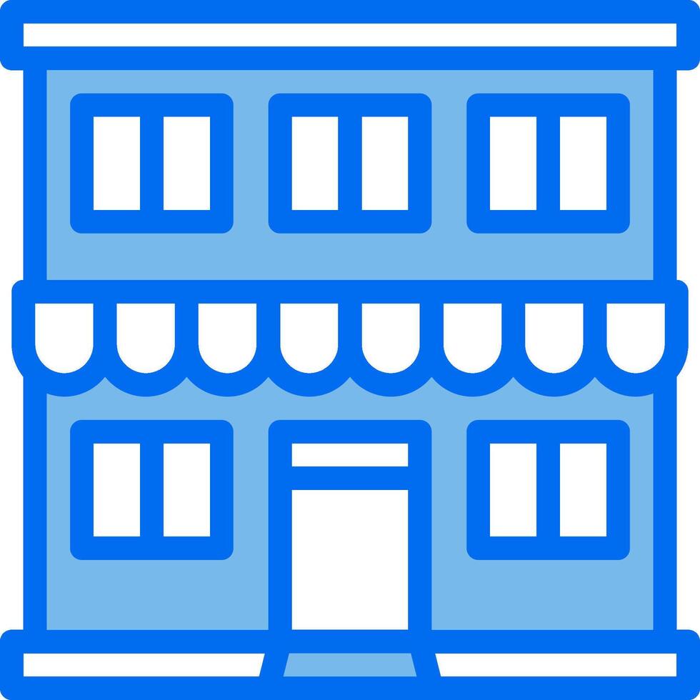 A blue building with a window and a sign on it vector