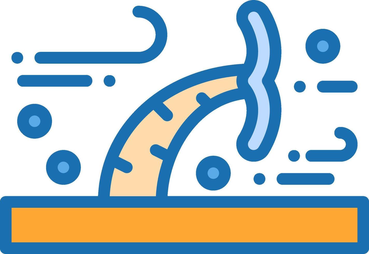 A blue and orange icon of a snake vector
