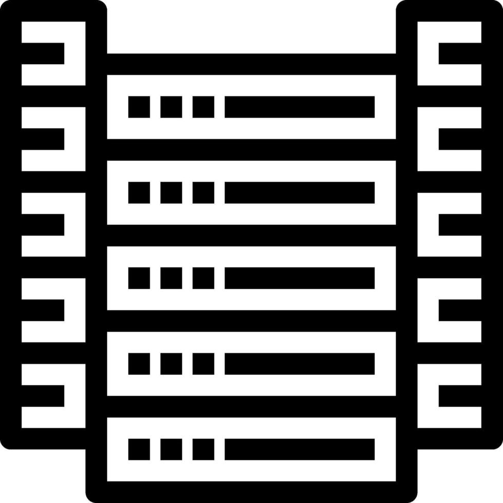 A black and white image of a server rack vector