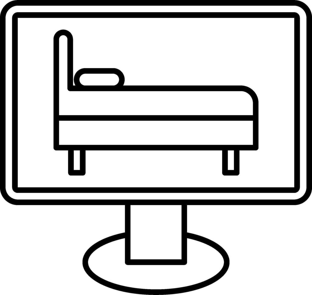 Bed icon on a computer monitor vector