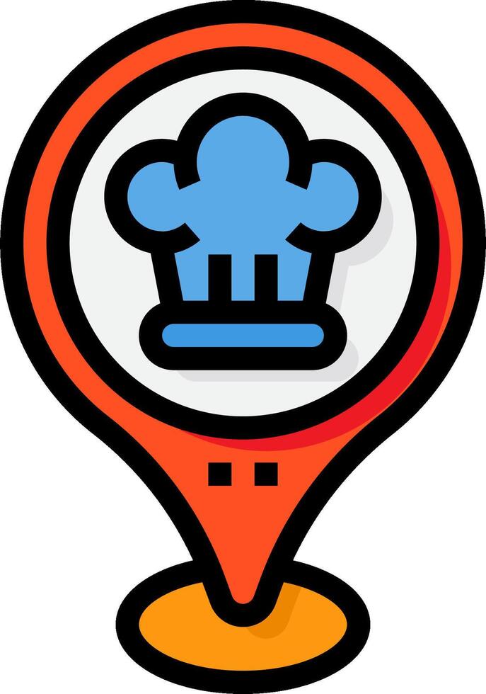A chef hat icon on a map pointer vector