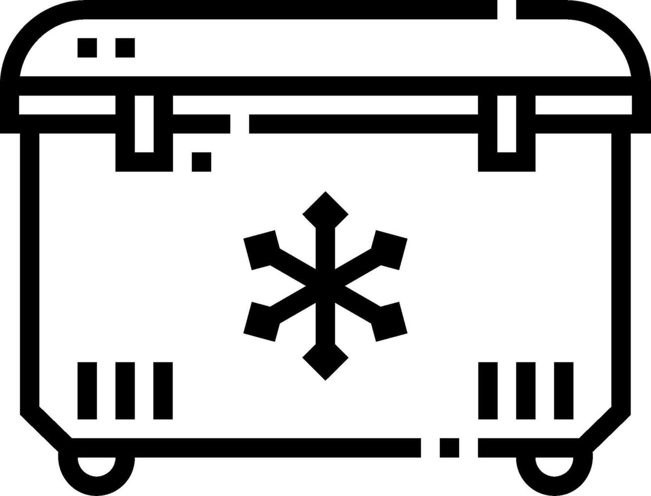 A black and white image of a suitcase with a snowflake on it vector