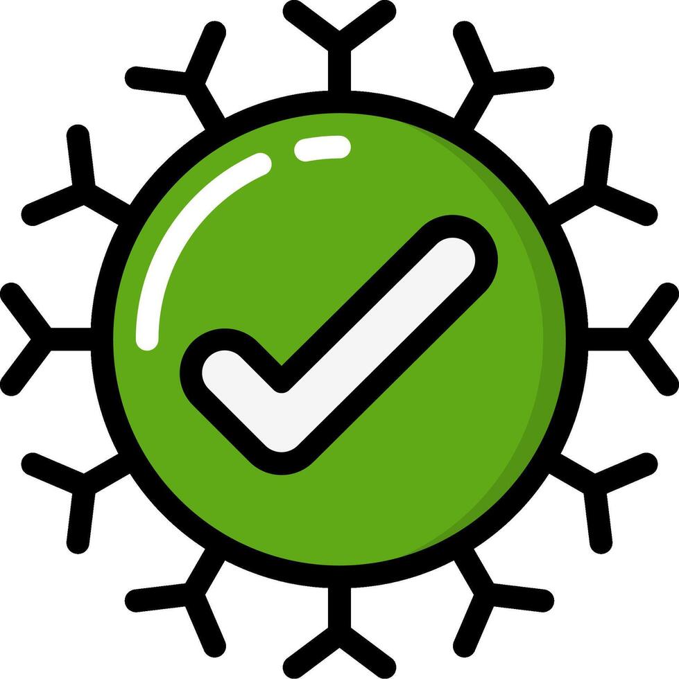 A green check mark on a snowflake vector