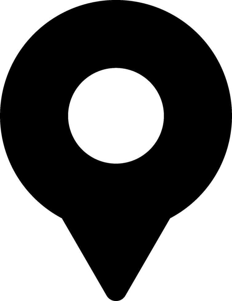 A black pin with a circle in the center vector