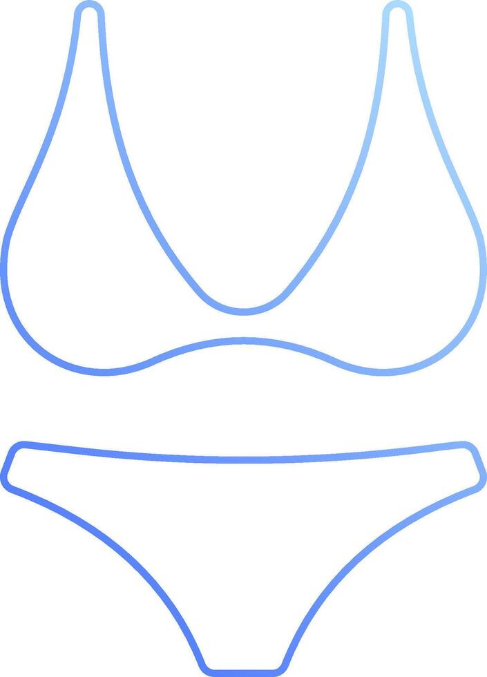 A bikini top and bottom with a blue outline vector