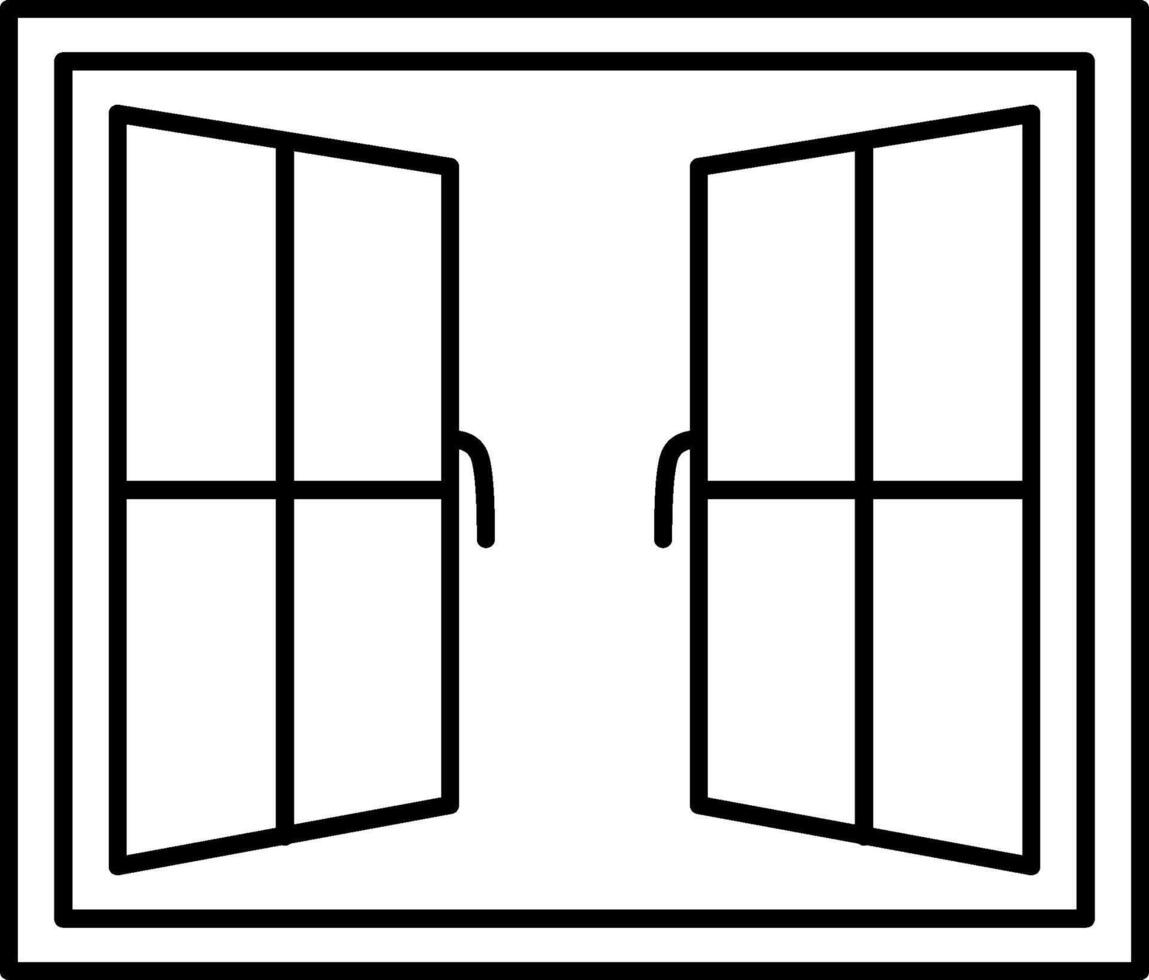 A black and white illustration of two open windows vector