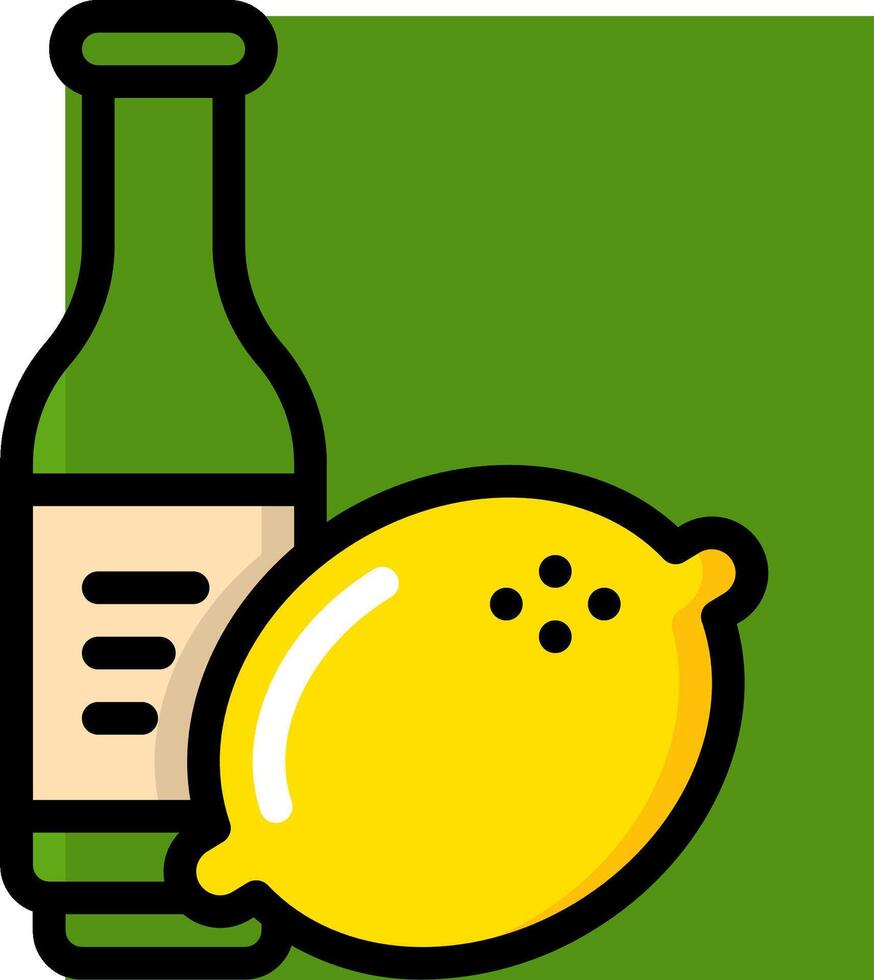 A bottle of lemon juice and a lemon vector