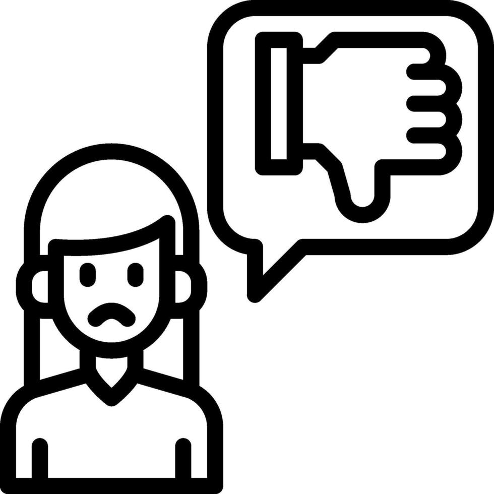 A woman is talking to a person with a thumbs down vector