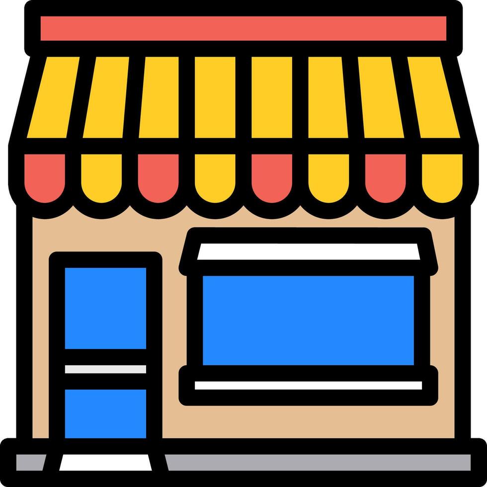 A small store with a yellow awning vector
