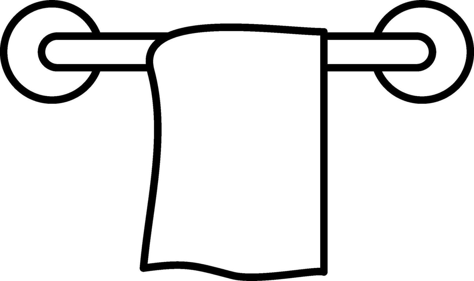 A black and white drawing of a towel hanging on a wall vector