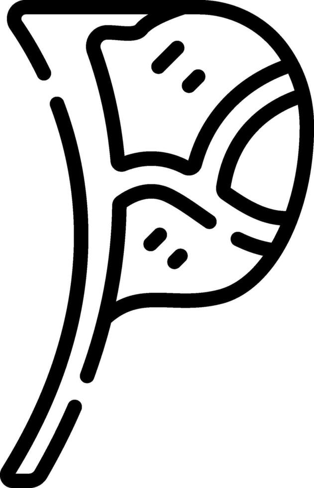 A black and white drawing of a letter p vector