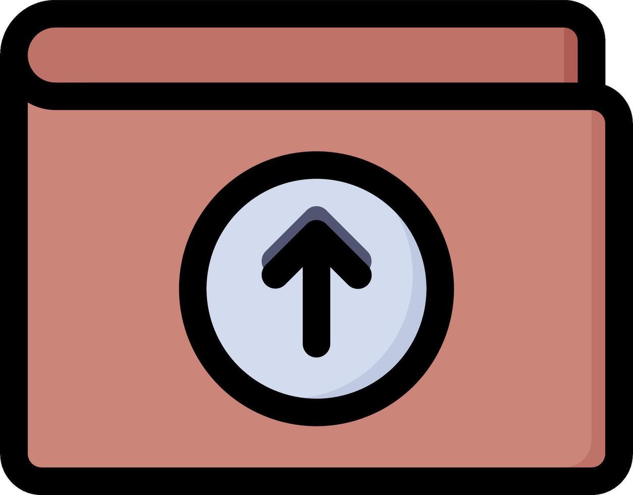 An icon of a folder with an arrow pointing up vector