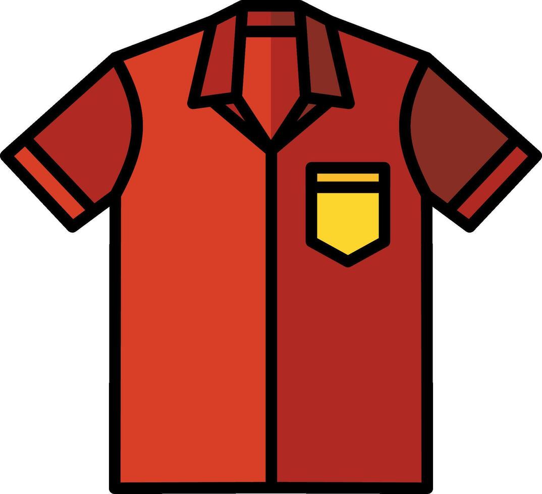 A red shirt with yellow pocket vector