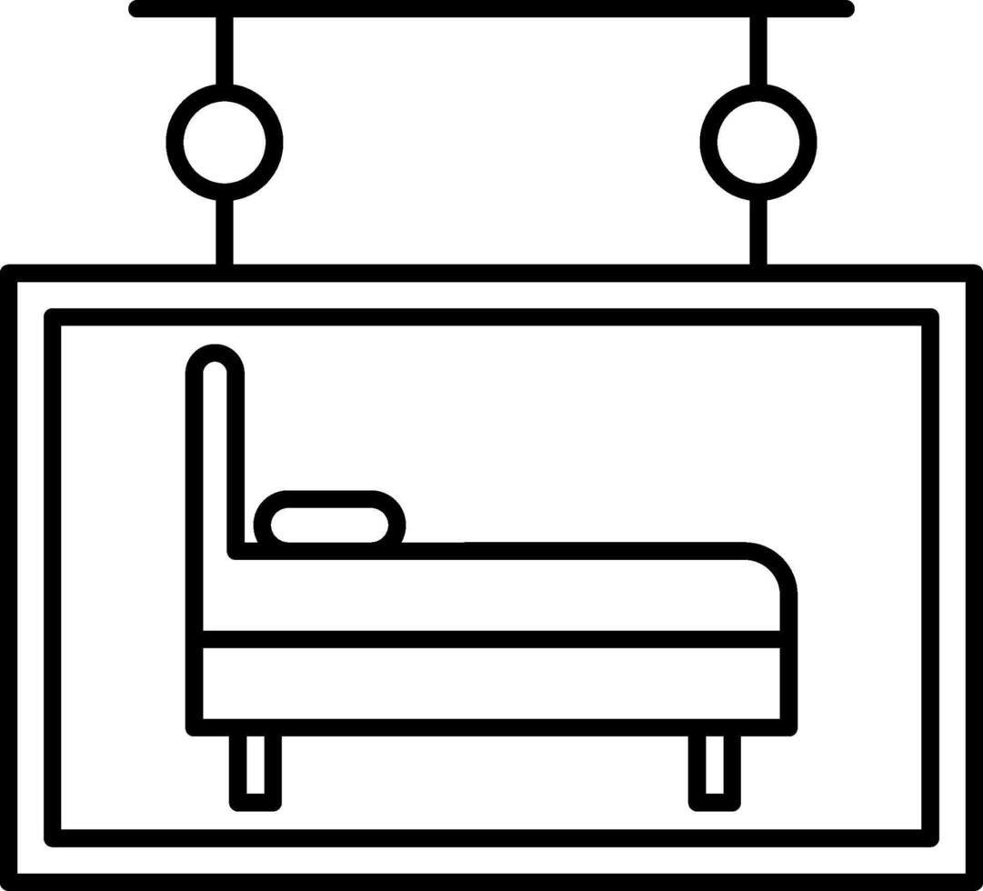 A bed in a room with a light above it vector