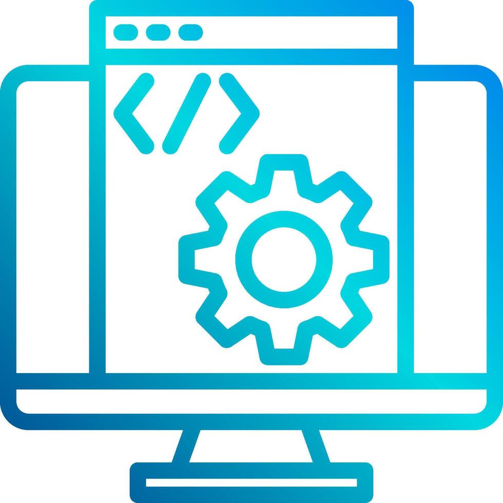 A computer screen with a gear icon on it vector