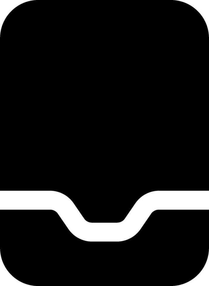 A black and white icon with a curved line vector