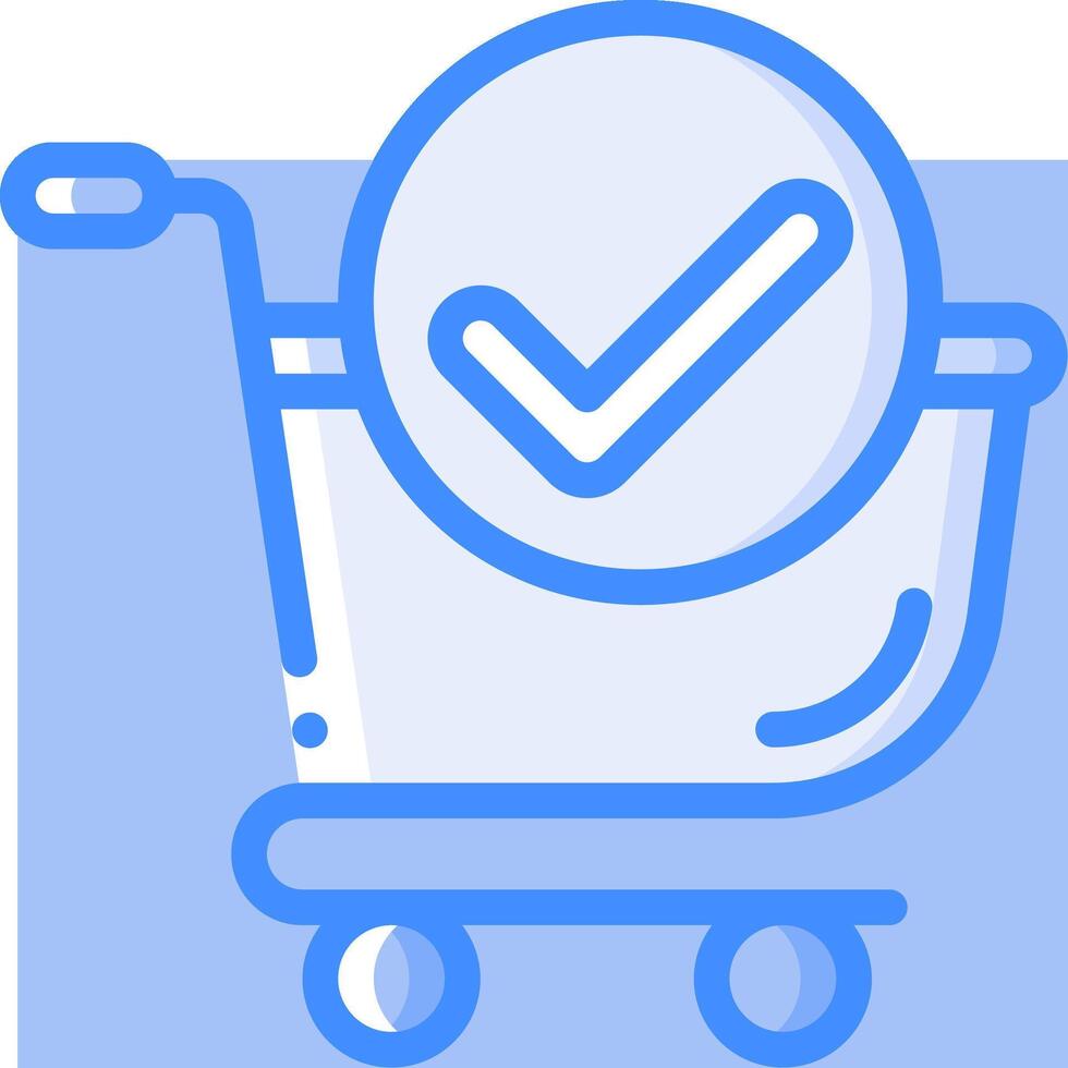 A shopping cart with a tick mark on it vector