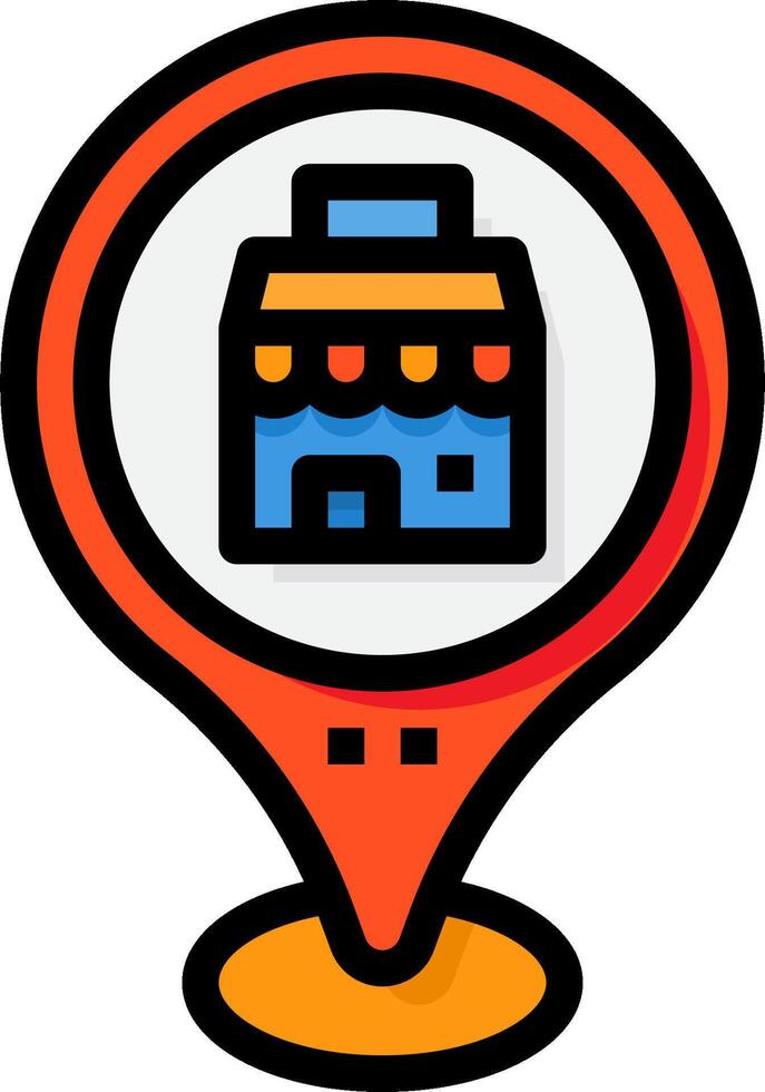 A map marker with a building in the center vector