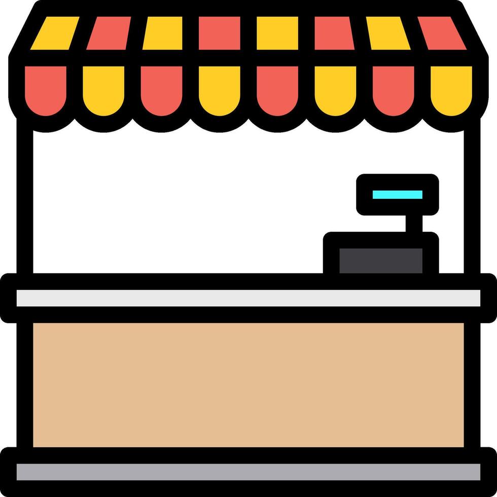 A food stand with a red awning vector