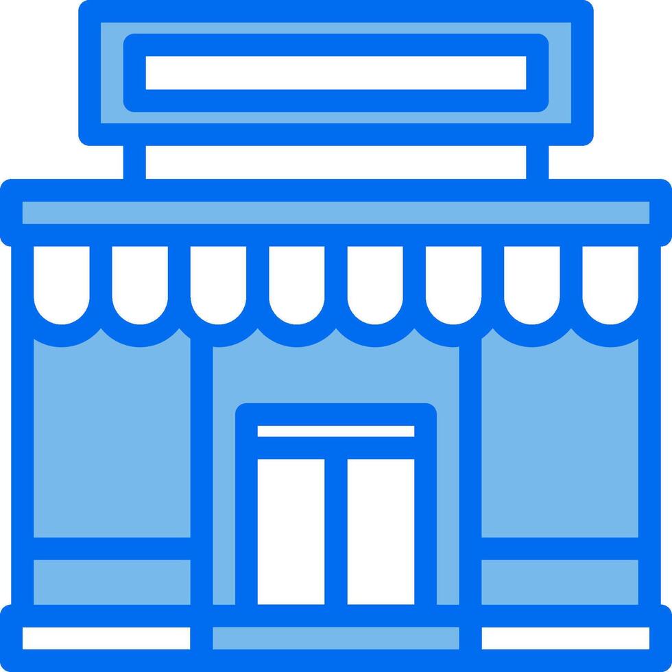 A blue and white icon of a store front vector