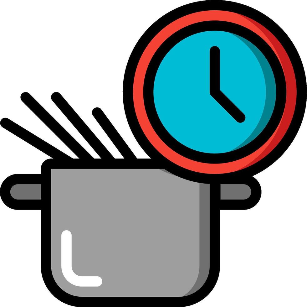 A pot with a clock and a fork vector