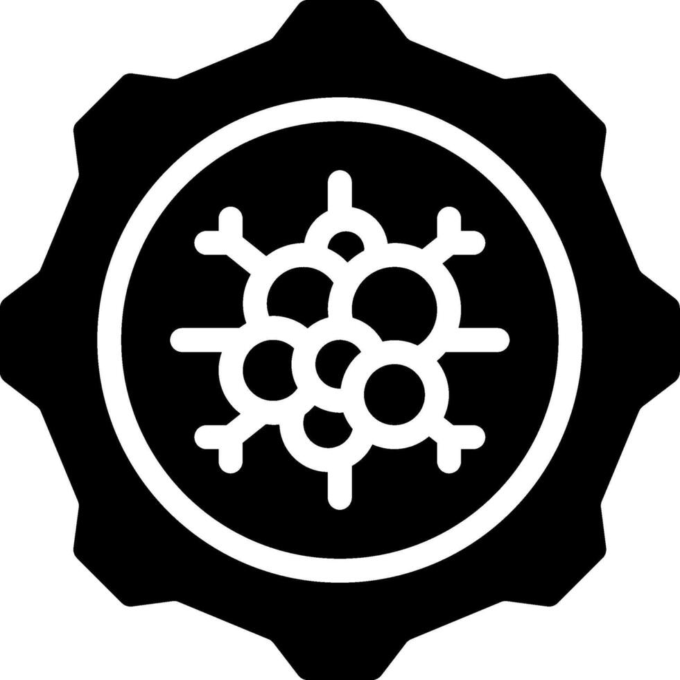 A black and white icon of a cog with a circle inside vector