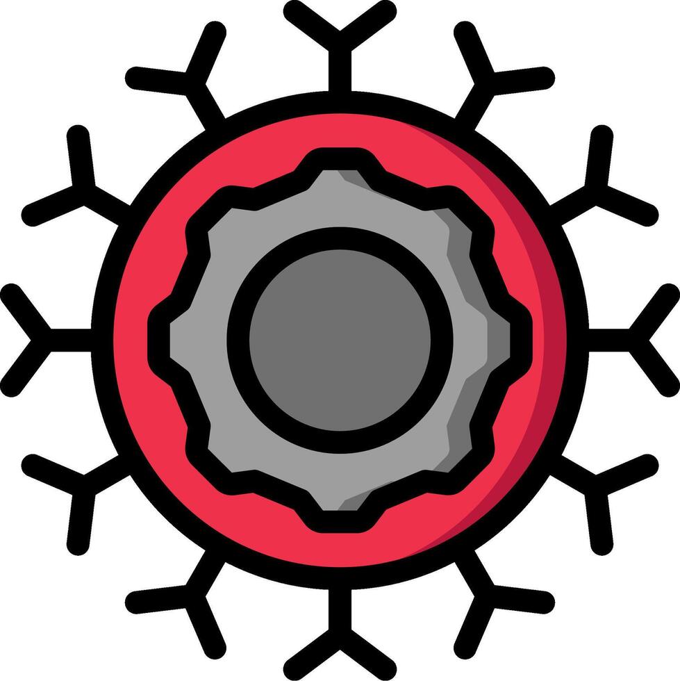 A red and black wheel with a cog in the center vector