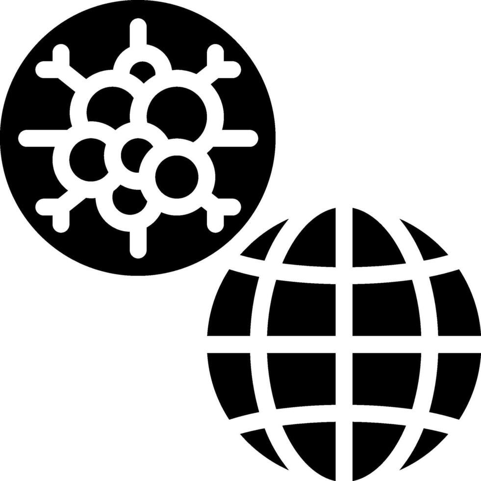 Two icons of a globe and a globe with a virus vector