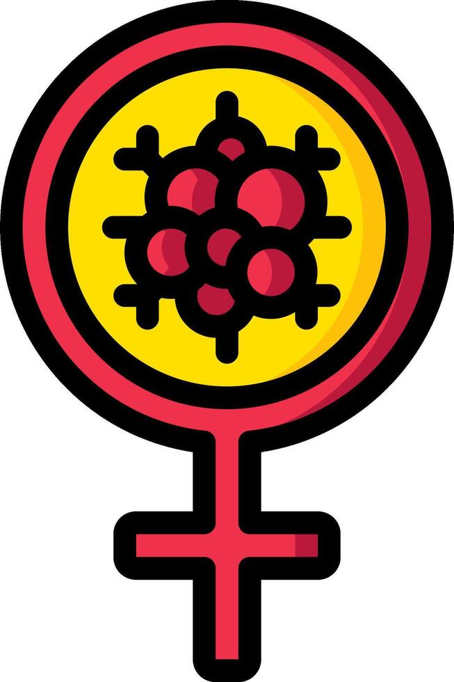 A female symbol with a red and yellow background vector