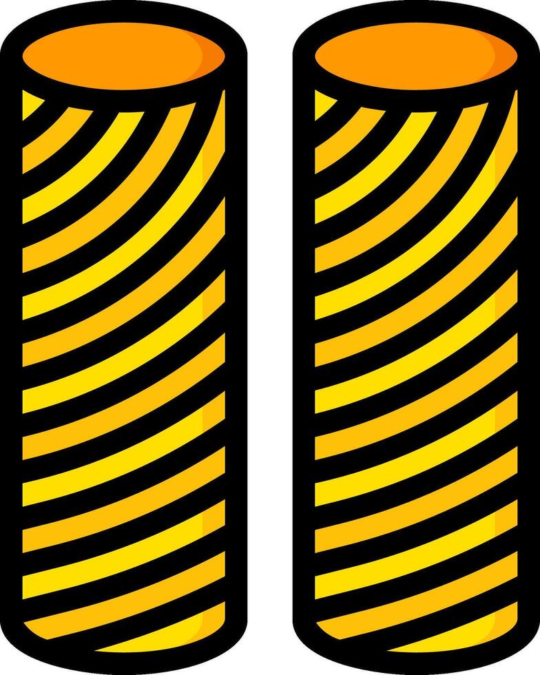 Two yellow cylinders with black stripes on them vector