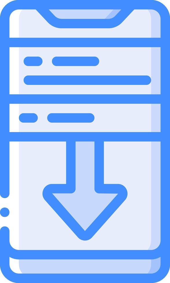 A blue icon with an arrow pointing down vector