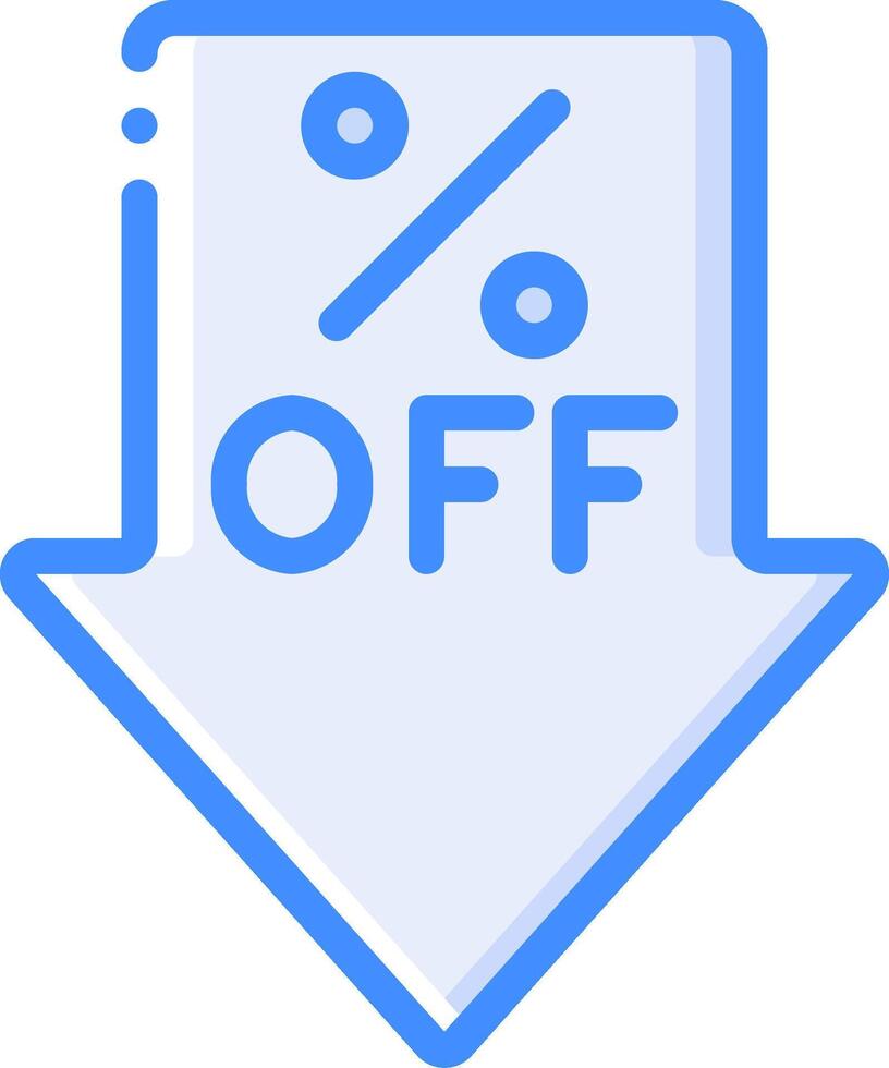 A blue arrow with a percentage sign on it vector