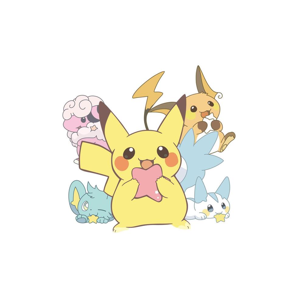 Cute Pikachu with friend vector