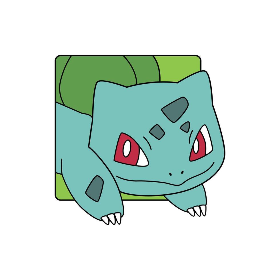 square green bulbasaur vector